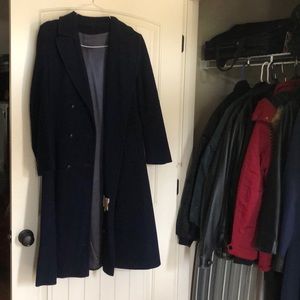 100% Wool Navy Blue Womens Dress Coat